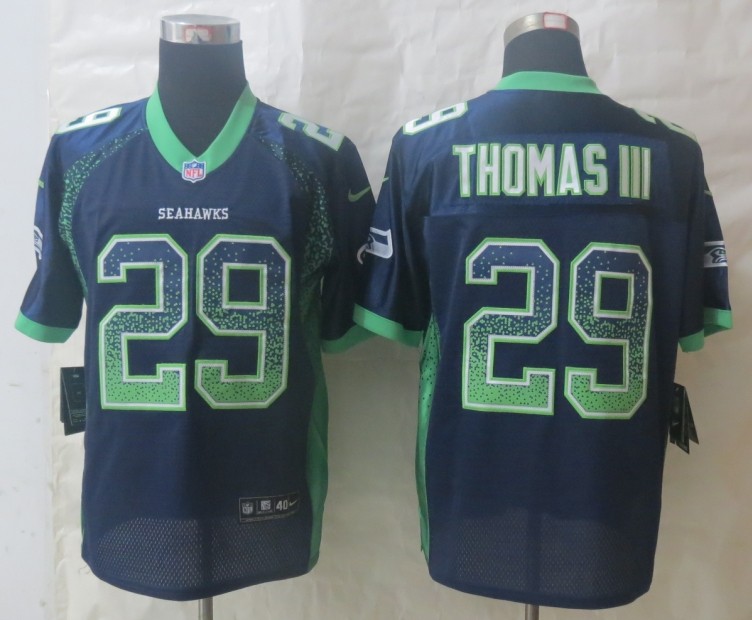 Nike Seahawks 29 Thomas III Blue Drift Elite Jerseys
