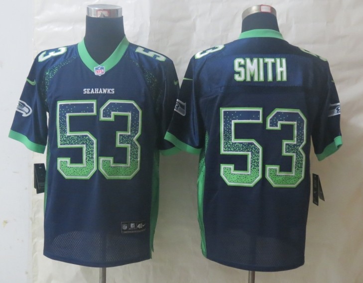 Nike Seahawks 53 Smith Blue Drift Elite Jerseys