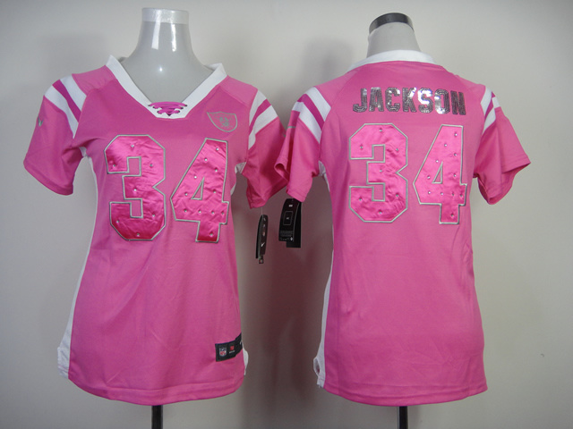 Nike Raiders 34 Jackson Pink Sequin Lettering Women Jerseys