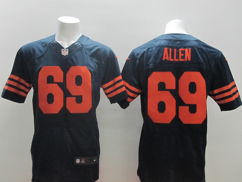 Nike Bears 69 Allen Blue Orange Letters Elite Jersey