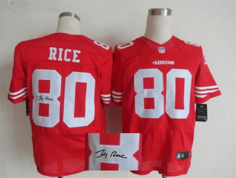 Nike 49ers 80 Rice Red Signature Edition Elite Jerseys