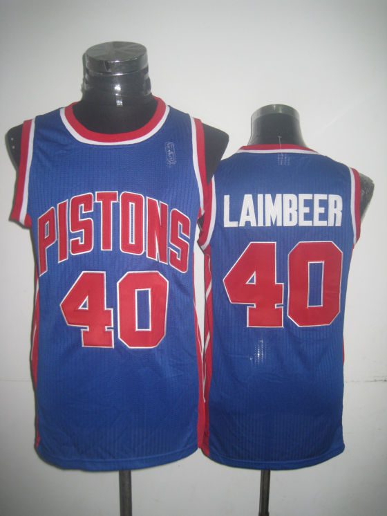 Pistons 40 Laimbeer Blue New Revolution 30 Jerseys