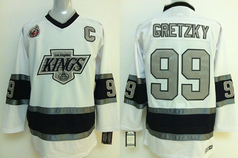 Kings 99 Gretzky White 100th Anniversary Patch Jerseys