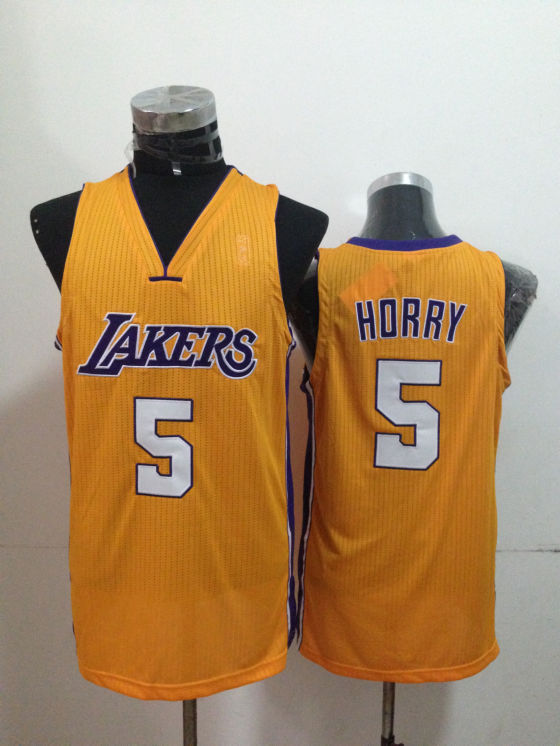 Lakers 5 Horry Gold Jerseys