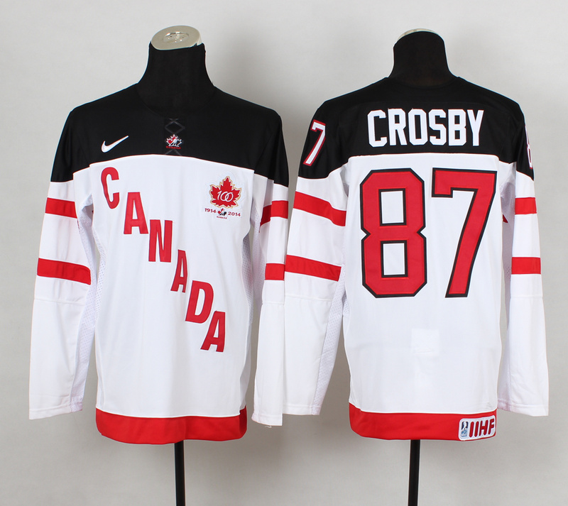 Canada 87 Crosby White 100th Celebration Jerseys