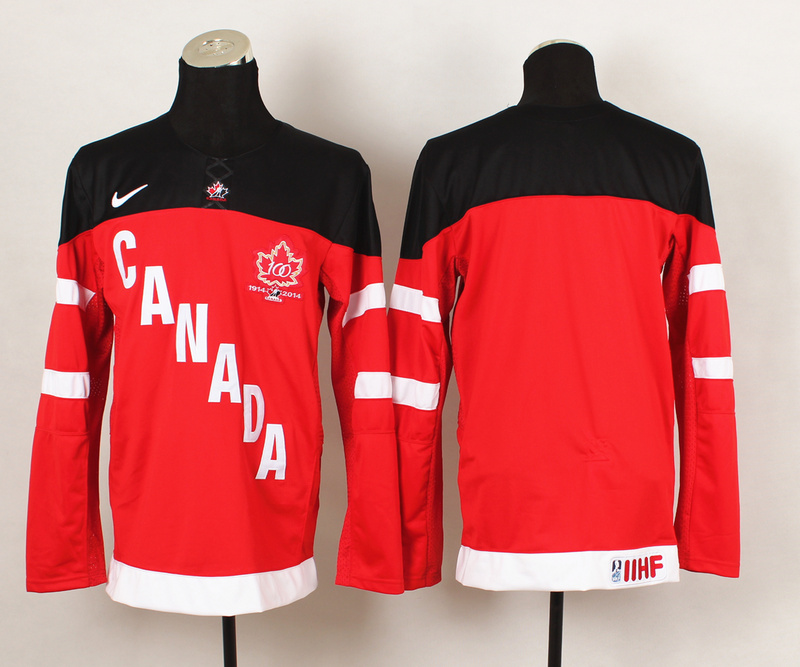 Canada Blank Red 100th Celebration Jerseys