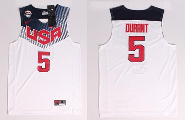 USA 5 Durant White 2014 Jerseys