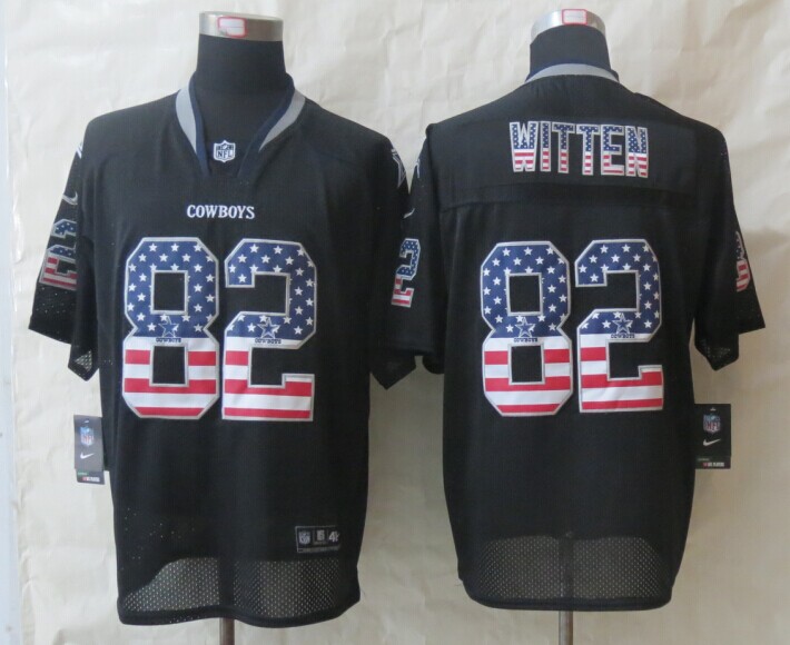 Nike Cowboys 82 Jason Witten Black USA Flag Elite Jersey