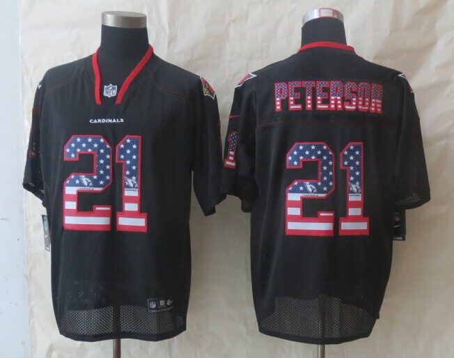 Nike Cardinals 21 Peterson USA Flag Fashion Black Elite Jerseys