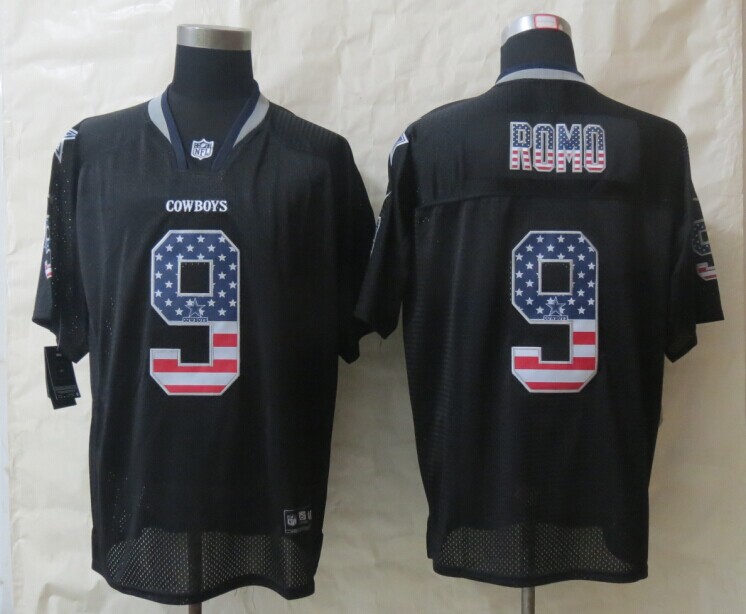 Nike Cowboys 9 Tony Romo Black USA Flag Elite Jersey