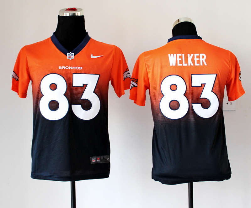 Nike Broncos 83 Welker Orange And Blue Drift Fashion II Youth Jerseys