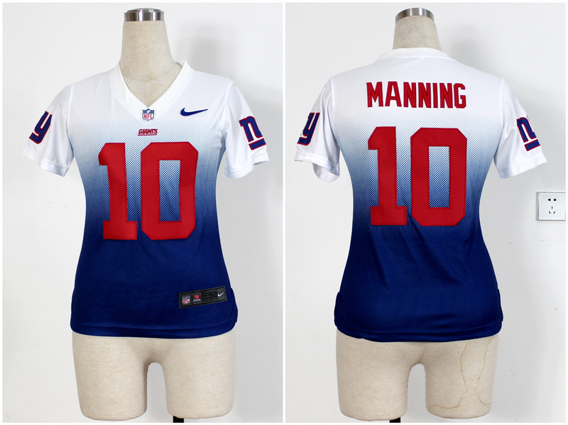 Nike Giants 10 Manning White And Blue Drift Fashion II Women Jerseys