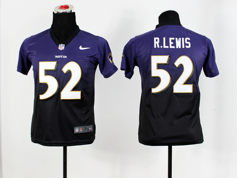 Nike Ravens 52 R.Lewis Purple And Black Drift Fashion II Youth Jerseys