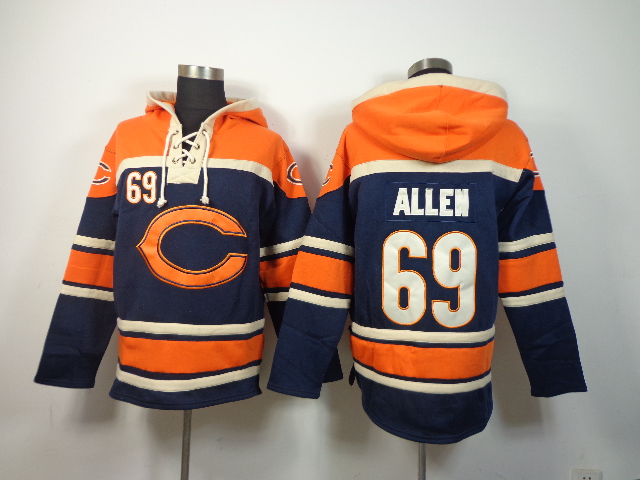 Nike Bears 69 Jared Allen Blue All Stitched Hooded Sweatshirt