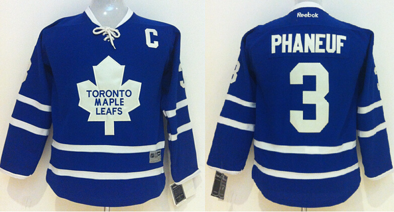 Maple Leafs 3 Phaneuf Blue Youth Jersey