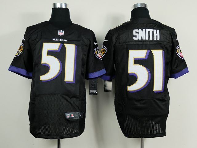 Nike Ravens 51 Smith Black Elite Jerseys