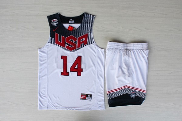USA Basketball 2014 Dream Team 14 Davis White Jerseys(With Shorts)