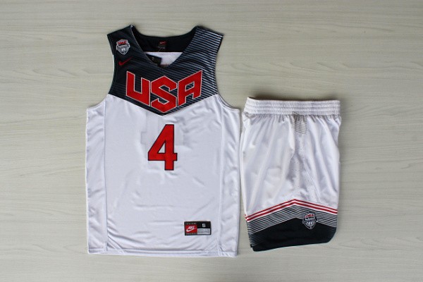 USA Basketball 2014 Dream Team 4 Curry White Jerseys(With Shorts)