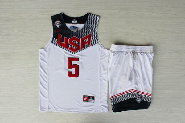 USA Basketball 2014 Dream Team 5 Durant White Jerseys(With Shorts)