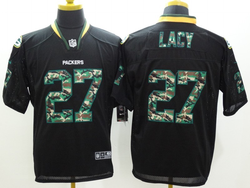 Nike Packers 27 Eddie Lacy Black Camo Elite Jersey