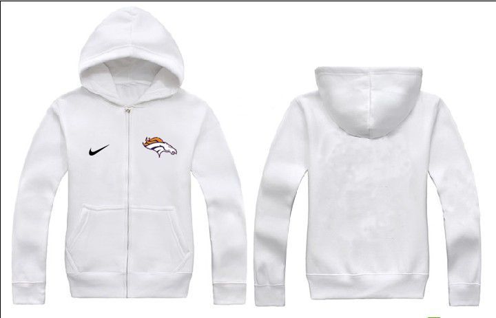 Nike Broncos White Full Zip Hoodie