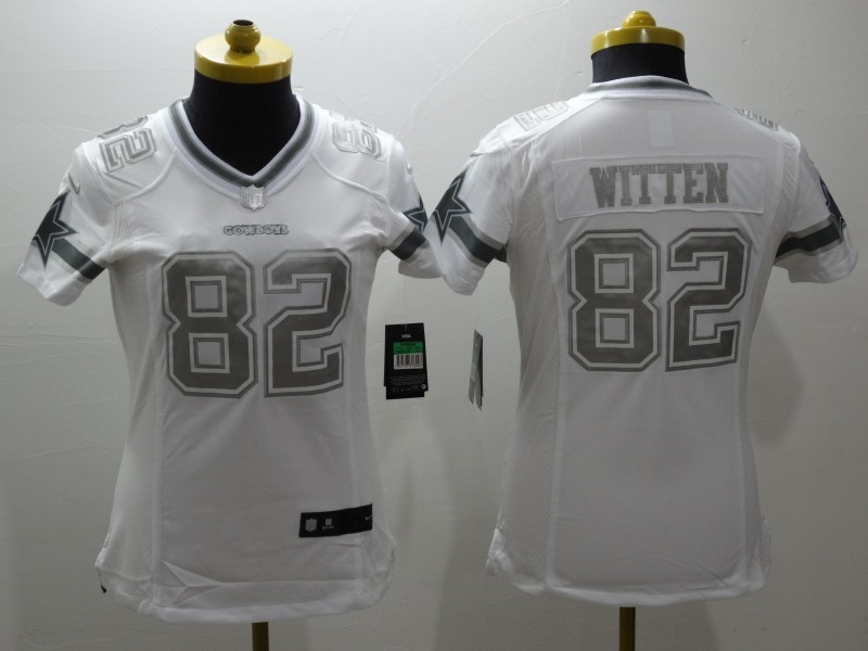 Nike Cowboys 82 Jason Witten White Platinum Women Limited Jersey