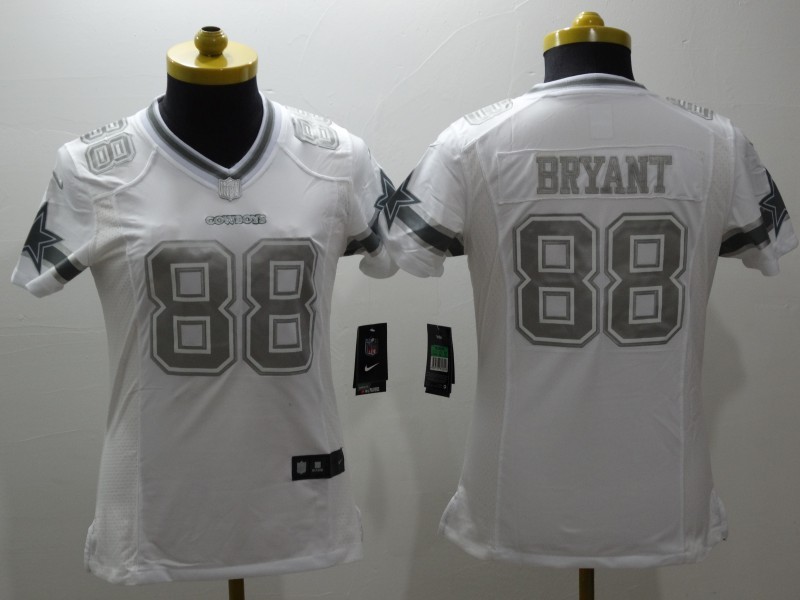 Nike Cowboys 88 Dez Bryant White Platinum Women Limited Jersey