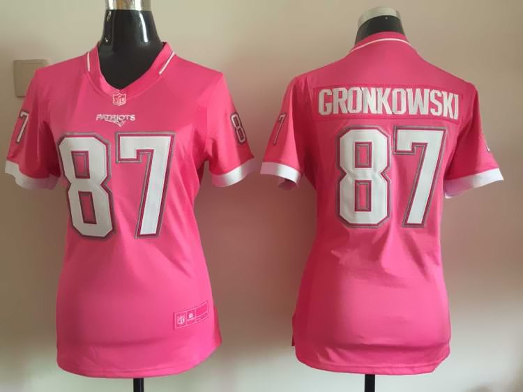 Nike Patriots 87 Rob Gronkowski Pink Bubble Gum Women Game Jersey
