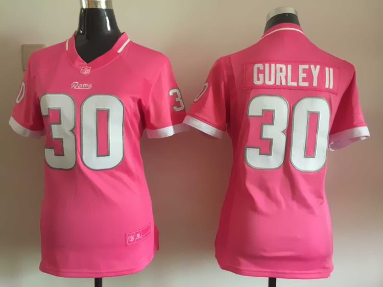 Nike Rams 30 Todd Gurley II Pink Bubble Gum Women Game Jersey