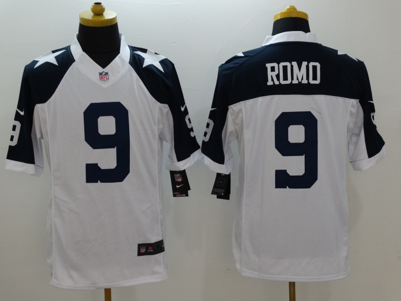 Nike Cowboys 9 Tony Romo White Throwback Limited Jersey