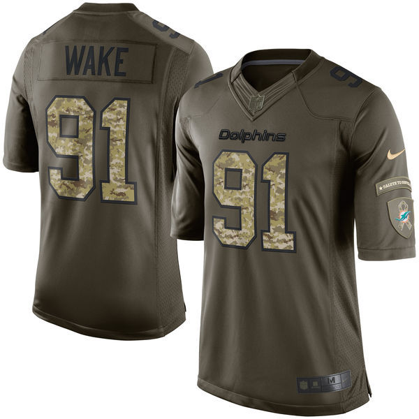 Nike Dolphins 91 Cameron Wake Green Salute To Service Limited Jersey
