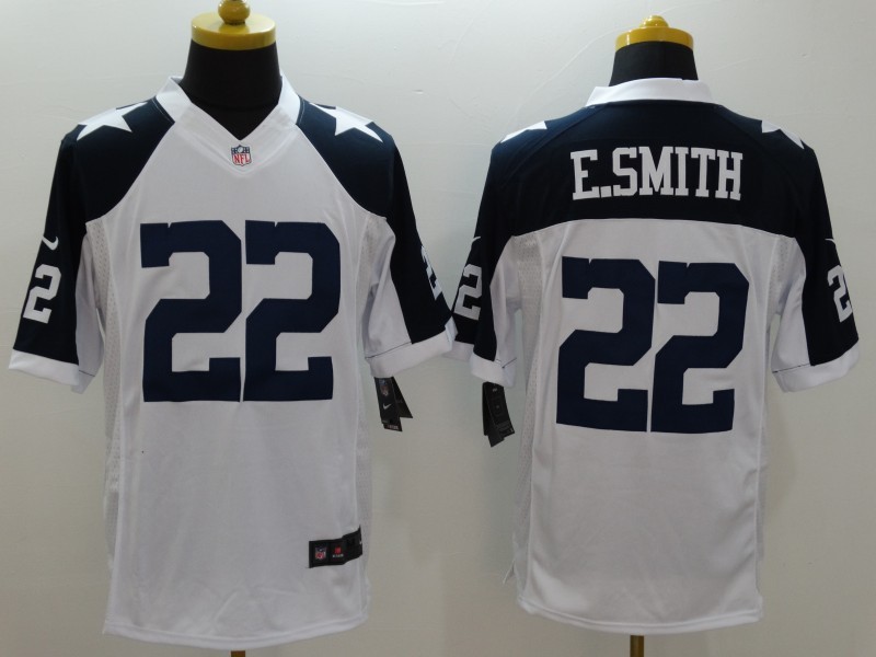 Nike Cowboys 22 E.Smith White Throwback Limited Jersey