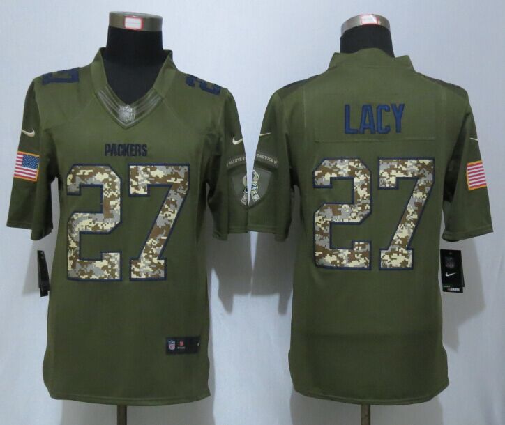 Nike Packers 27 Eddie Lacy Green Salute To Service Limited Jersey
