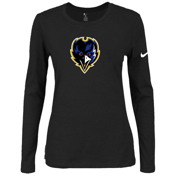 Nike Baltimore Ravens Black Long Sleeve Women T Shirt02