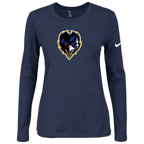 Nike Baltimore Ravens D.Blue Long Sleeve Women T Shirt02
