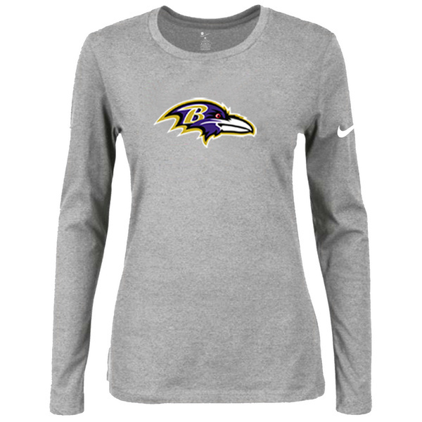 Nike Baltimore Ravens Grey Long Sleeve Women T Shirt