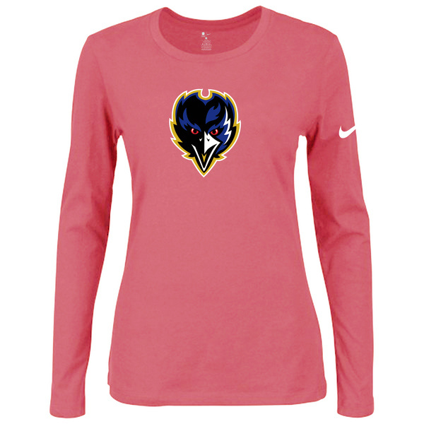Nike Baltimore Ravens Pink Long Sleeve Women T Shirt02