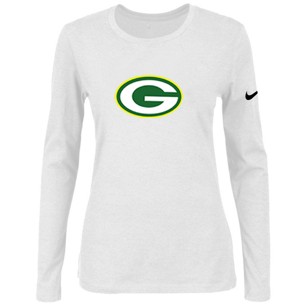 Nike Green Bay Packers White Long Sleeve Women T Shirt