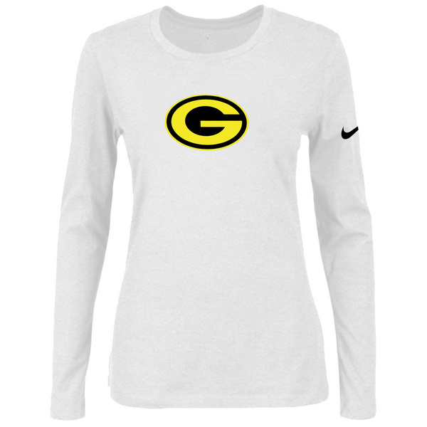 Nike Green Bay Packers White Long Sleeve Women T Shirt02