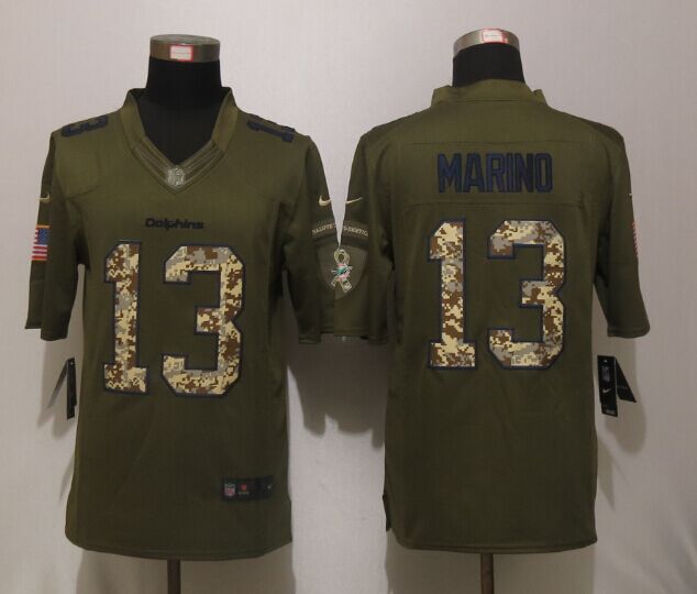 Nike Dolphins 13 Dan Marino Green Salute To Service Limited Jersey