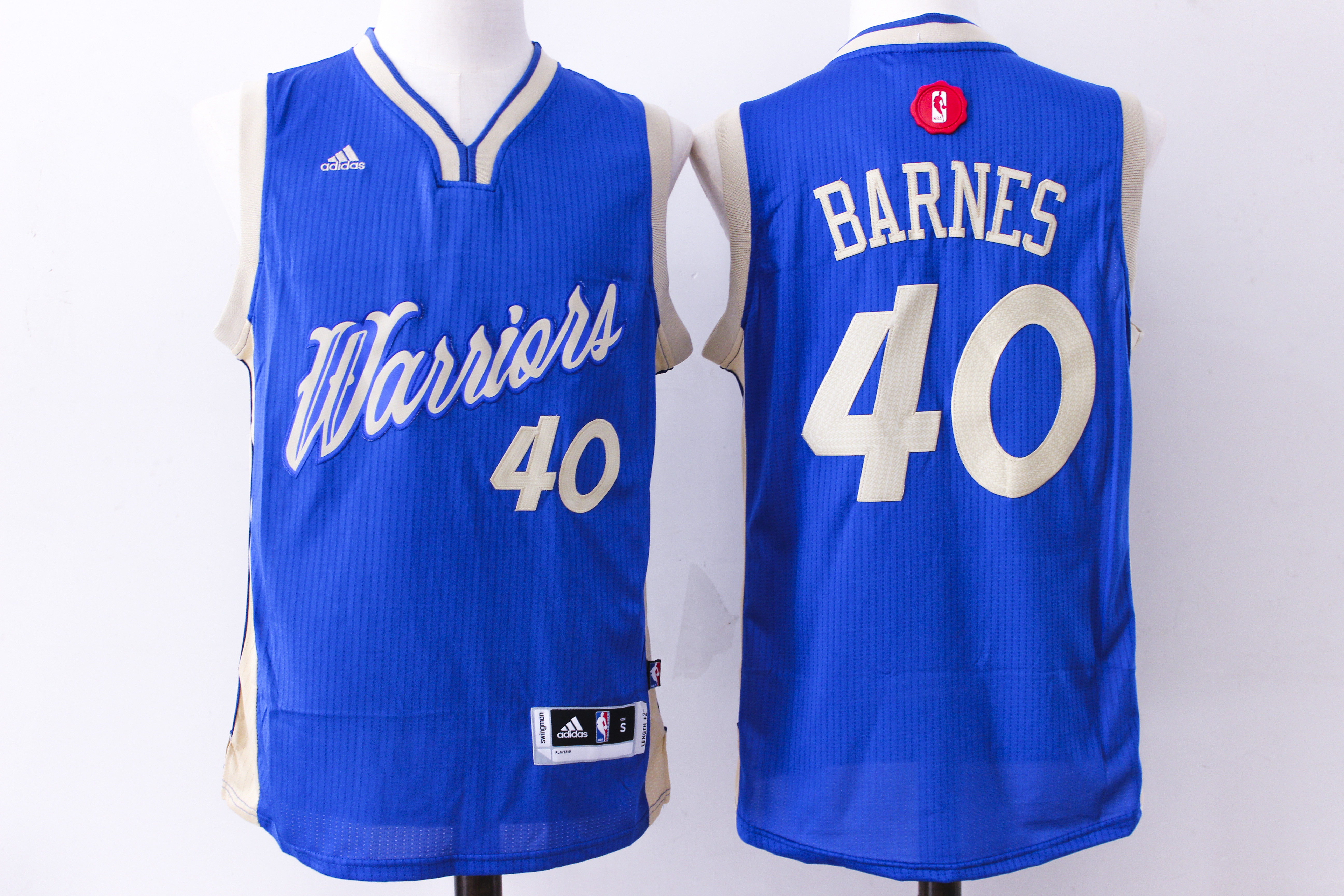 Warriors 40 Harrison Barnes Blue 2015-16 Christmas Day Swingman Jersey