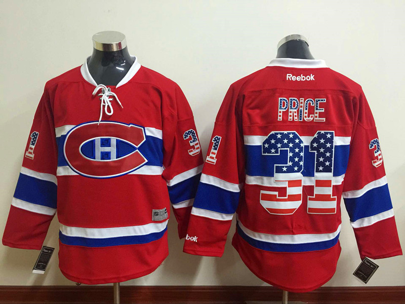 Canadiens 31 Carey Price Red USA Flag Reebok Jersey