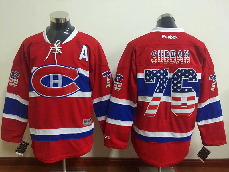 Canadiens 76 P.K. Subban Red USA Flag Reebok Jersey