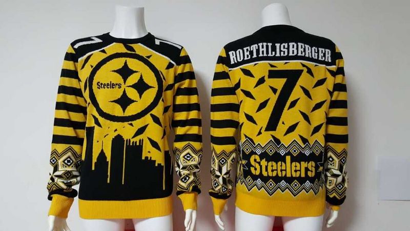 Steelers 7 Ben Roethlisberger Yellow Men's Ugly Sweater