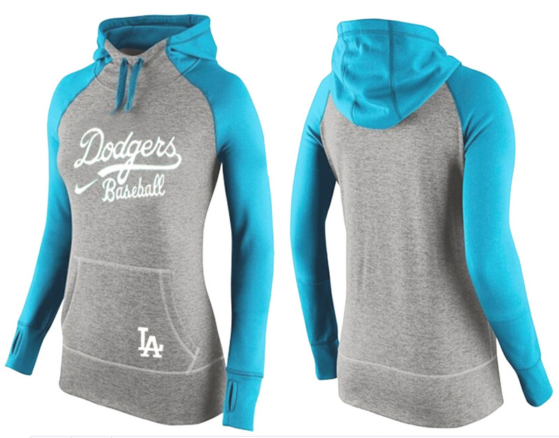 Dodgers Grey Pullover Women Hoodie2