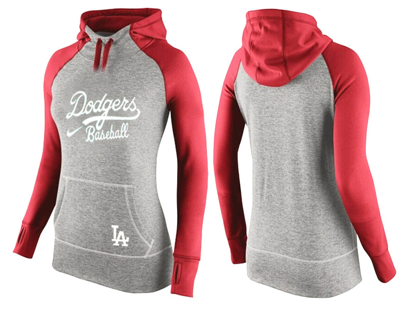 Dodgers Grey Pullover Women Hoodie7