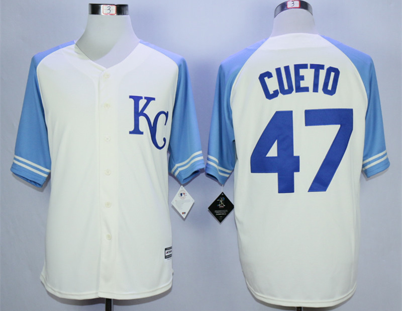 Royals 47 Johnny Cueto Cream New Cool Base Jersey