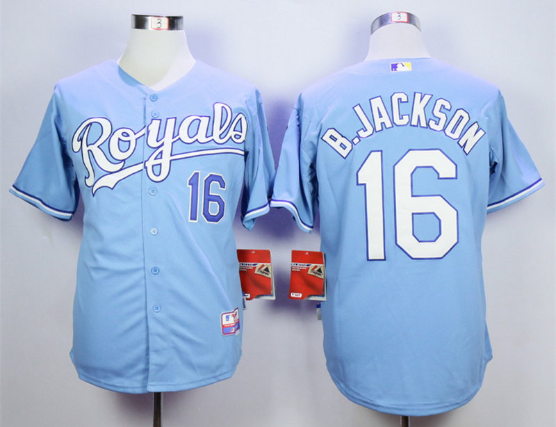 Royals 16 B.Jackson Light Blue Cool Base Jersey