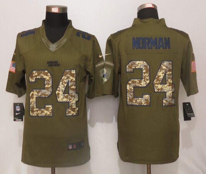 Nike Panthers 24 Josh Norman Green Salute To Service Limited Jersey