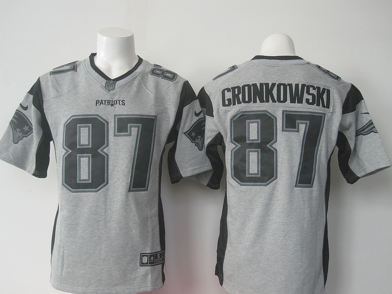 Nike Patriots 87 Rob Gronkowski Grey Gridiron Grey Limited Jersey